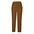 thumbnail image 5 of Ecqkame Womens Plus Size Casual Pants Loose Straight Leg Ankle Pants Elastic Waist Solid Color Lightweight Trousers with Pockets 01-Brown XXXL, 5 of 6