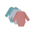 thumbnail image 2 of Hanes Pure Comfort Baby Long Sleeve Bodysuits, Organic Cotton, Boys & Girls, 3-Pack Orange/Teal Assortment 6MTH, 2 of 2