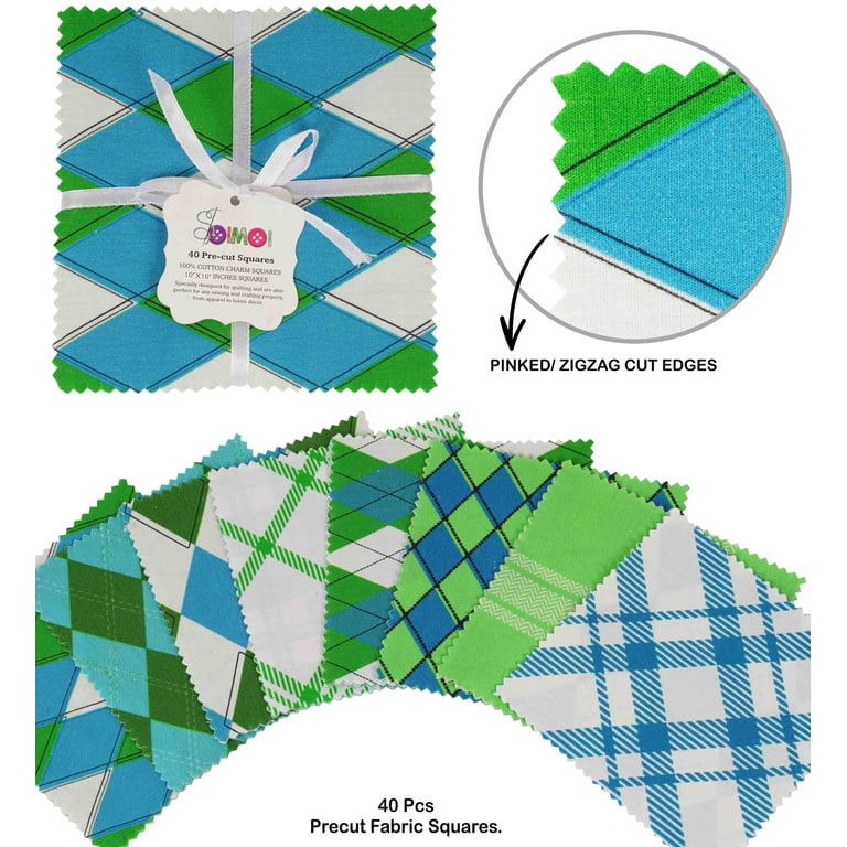 Soimoi Precut 10-inch Check Prints Cotton Fabric Bundle Quilting