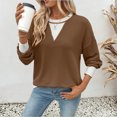 thumbnail image 6 of Warop Women's Colorblock Knit Sweater Round Neck Twist Texture Long Sleeve Pullover Loose Fit Top for Winter, 6 of 6