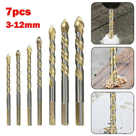 7Pcs Tungsten Carbide Drill Bit Set For Porcelain Tile Concrete Brick Glass