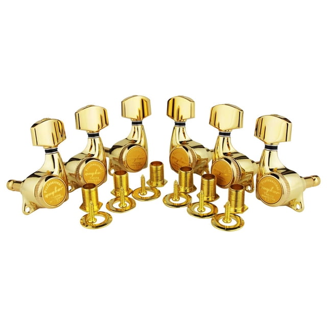 Afinadores Guyker con cierre de guitarra, 6 unidades, proporción 1:21, oro, para LP SG