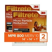 Filtrete 14x14x1 Air Filter, MPR 800 MERV 10, Micro Particle Reduction, 2 Filters