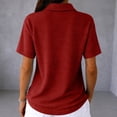 thumbnail image 4 of Dwellite Polo Shirts for Women 3/4 Sleeve Tops Golf Tees Button Collared Waffle Shirt Business Casual 2026 Red 3XL, 4 of 6