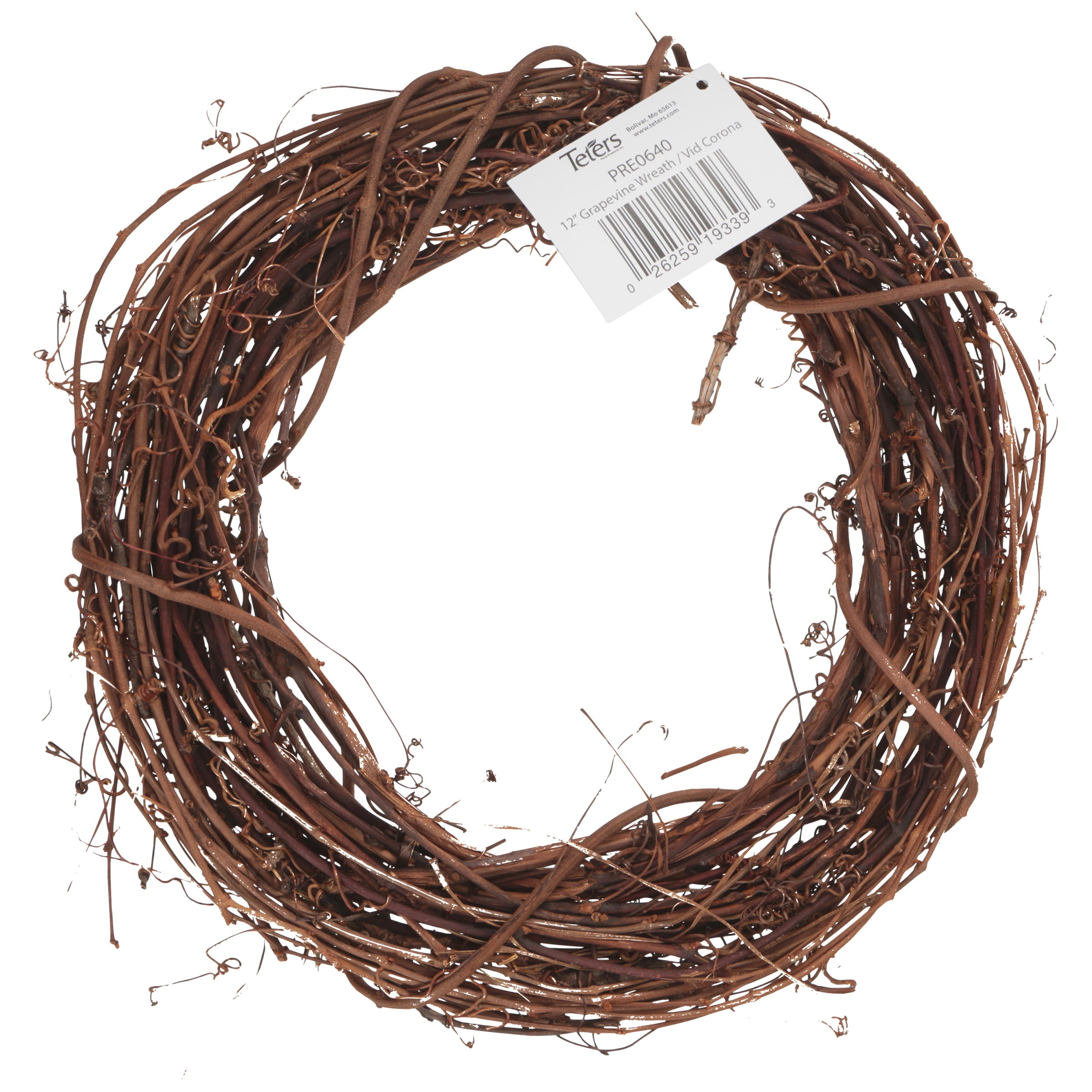 PEPPERLONELY 1 PC Natural Grapevine Wreath 12 Inch 