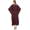thumbnail image 4 of Bimba Kaftan Dark Brown Kimono Drawstring Dress Ladies Summer Evening Caftan-18, 4 of 5