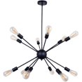 thumbnail image 1 of Chandelier Black Ceiling Lighting Metal Retro Industrial Vintage Pendant Lighting with 8 Lights use E26 Light Bulb for Indoor Kitchen Island Dining Room Living Room Hallway（8/10 lights-Black）, 1 of 6