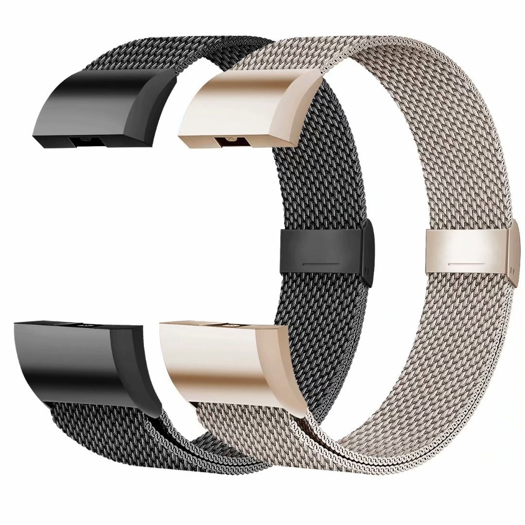 Silver Magnetic Loop Strap Stainless Steel Metal Wrist Band For Fitbit Charge 2 