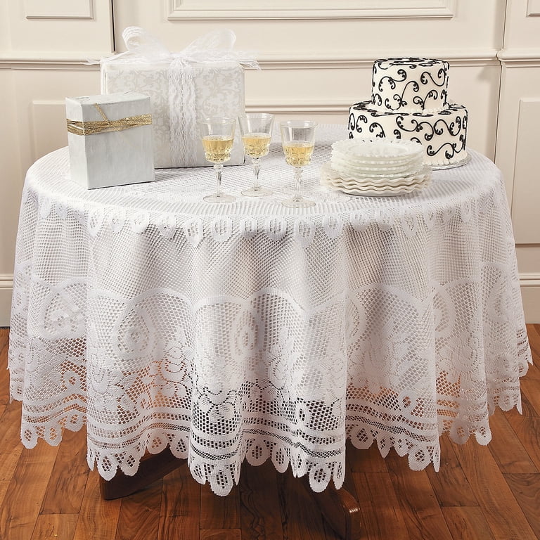Bevtee 70" White Floral Lace Round Tablecloth photo 2