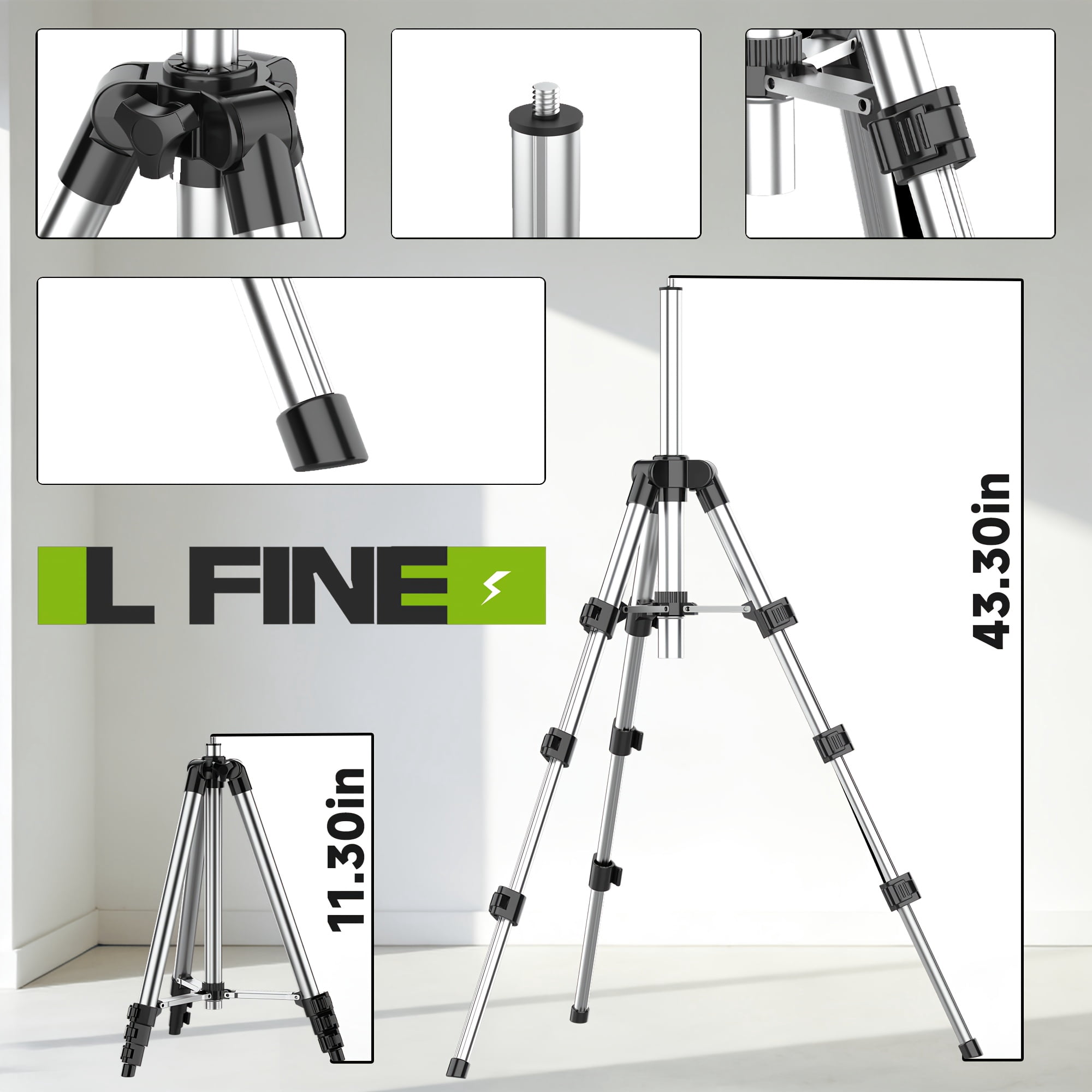 L FINE Self-Leveling Laser Level with Tripod, Green Cross Line, Plastic Housing, Ideal for Picture Hanging, Tile Installation, Home Renovation