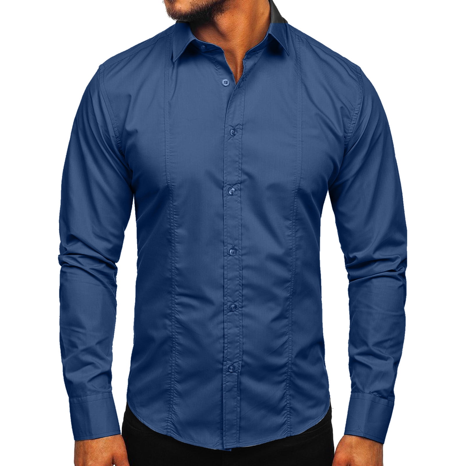 Men Autumn Winter Solid Casual Long Sleeve Shirts Fashion Top Blouse