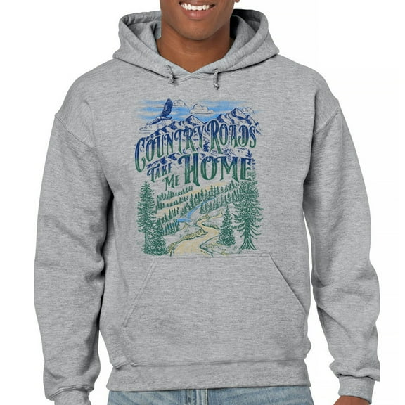 Country Roads Take Me Home Unisex Hoodie Rustic Mountains Road Trip Music