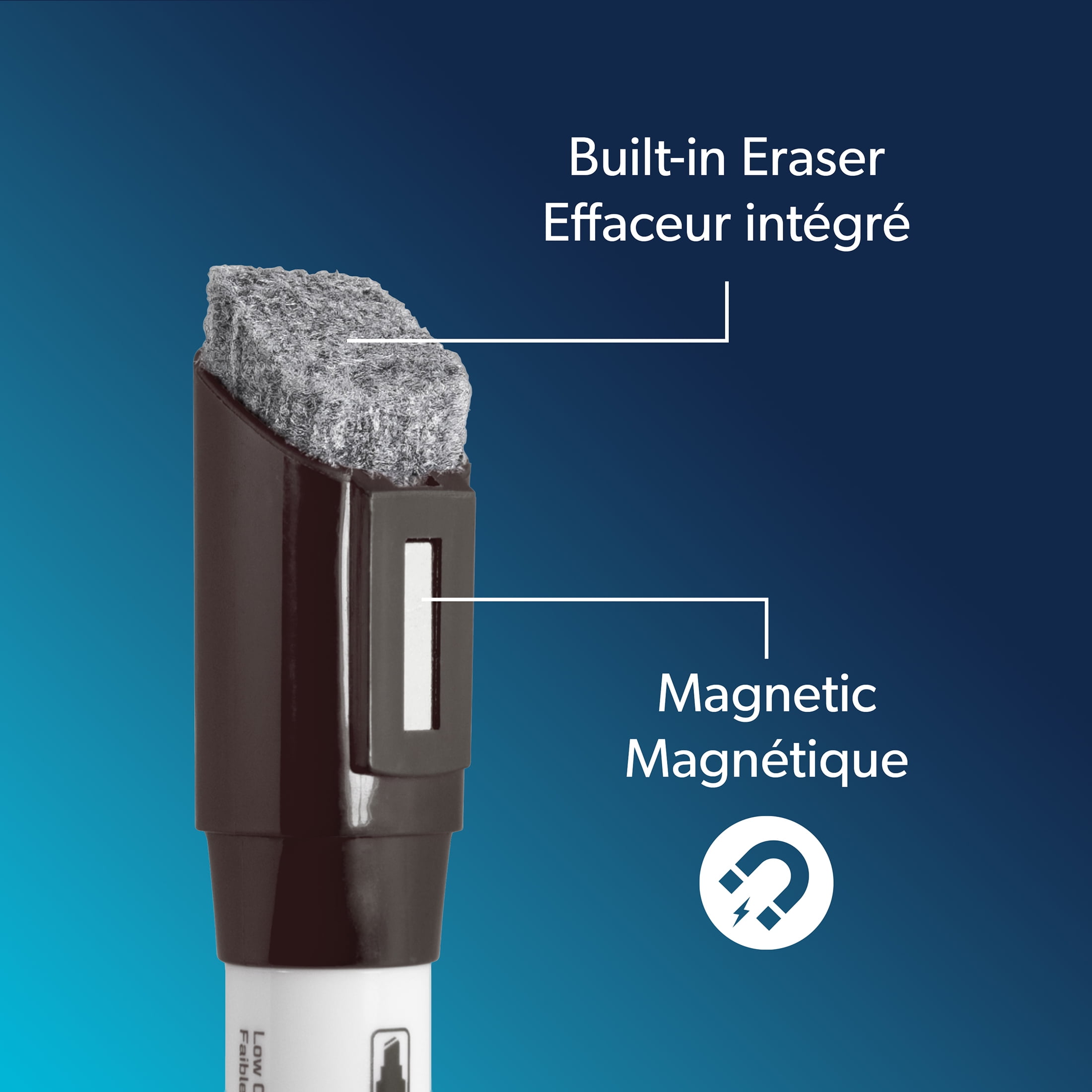 Marqueurs Effaçables à Sec Quartet DryGuard Avec Gomme, Pointe Biseautée, Encre Noire, Paquet De 36