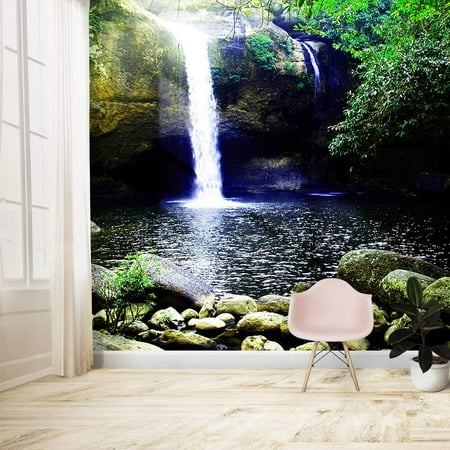 IDEA4WALL 6pcs Waterfall Peel and Stick Wallpaper Removable Wall Murals Large Wall Stickers for Home Decoration, 100"x24"