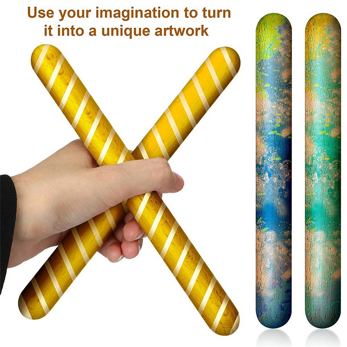 60Pieces 8 Inch Kids Rhythm Sticks Music Lummi Sticks Classical Wood Claves Musical Percussion Instrument Musical Sticks
