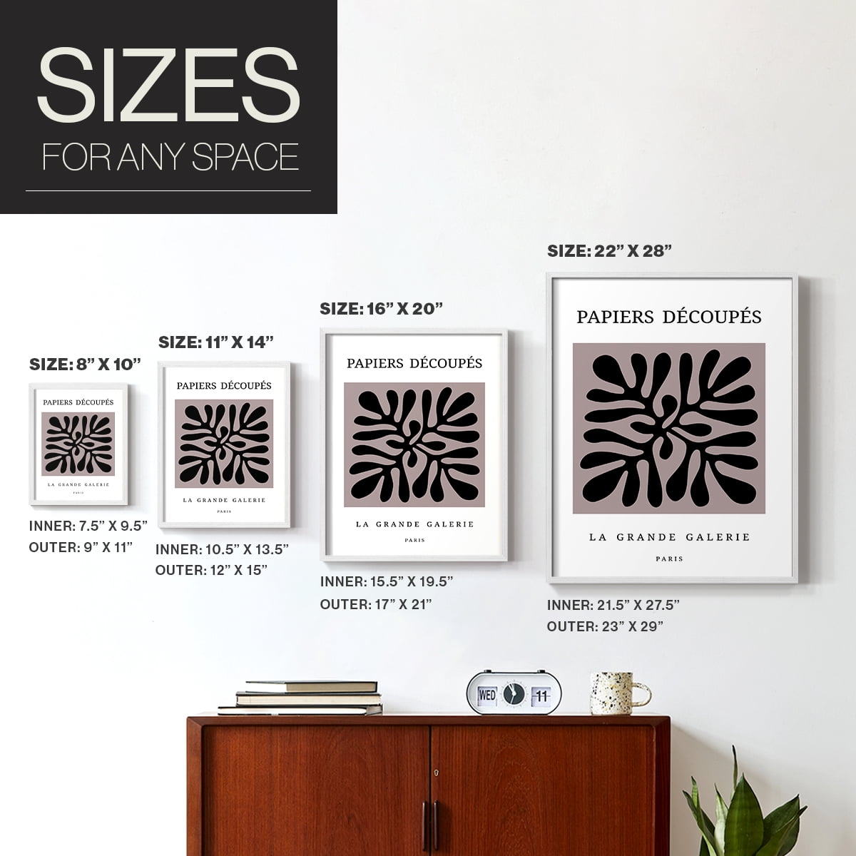 Matisse CCCXCV in White Solid Wood 16 x 20 Framed Print