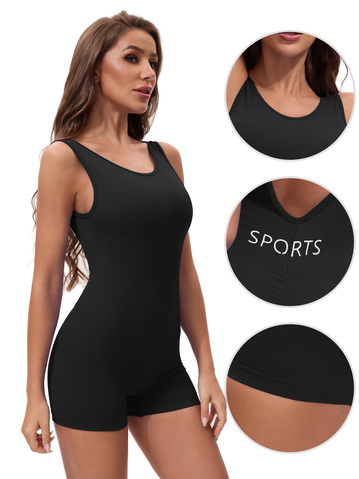DARING DIVA Women's Jumpsuits Backless Tummy Control V Back Romper L Black