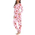thumbnail image 2 of SCRAWLGOD Strawberry Pjs Womens Sets Long Sleeve Pajamas for Women Set of 2 Pj Sets Crewneck Women Nightwear Size 6XL Breathable Graphic Pajama for Women, 2 of 6
