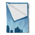 thumbnail image 2 of Wisconsin Soft Flannel Fleece Throw Blanket, Silhouette Style with Retro Rays Milwaukee Skyline, Cozy Plush for Indoor and Outdoor Use, 50" x 70", Sky Blue Purpleblue, by Ambesonne, 2 of 5
