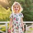 thumbnail image 4 of Robes pour Filles Été Manches Volantes Imprimés Fleurs Princesse Mode Mignonne Robe Blanche, 4 of 4