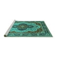 thumbnail image 2 of Ahgly Company Machine Washable Indoor Rectangle Oriental Turquoise Blue Industrial Area Rugs, 2' x 5', 2 of 4