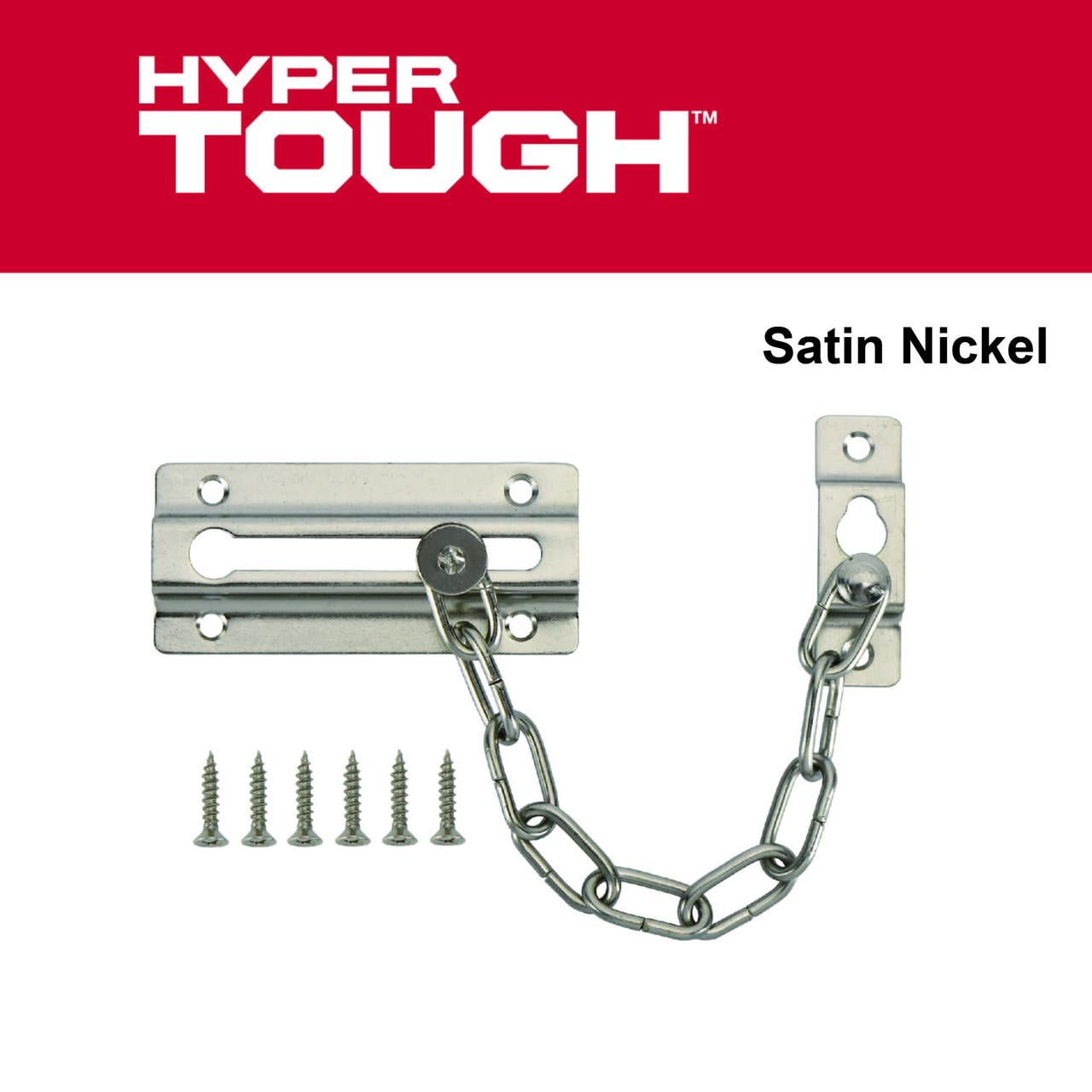 (2 pack) Hyper Tough New Steel Privacy Chain Door Guard,Satin Nickel Finish