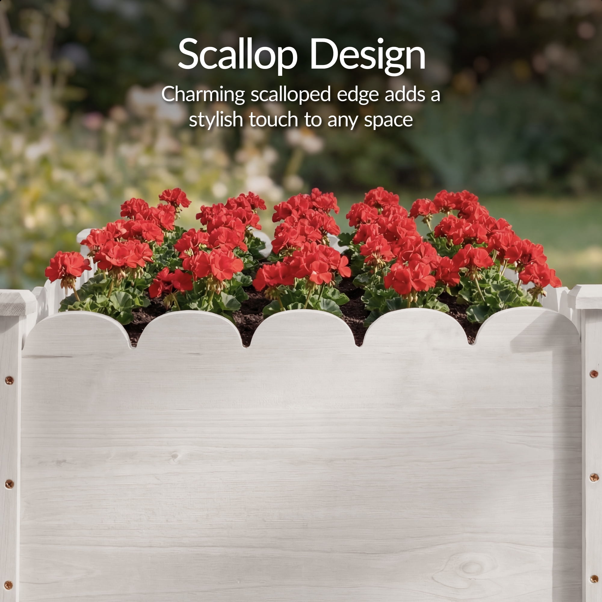 Best Choice Products 48x24x30in Raised Garden Bed, Scalloped Design, Elevated Wooden Planter for Yard - White