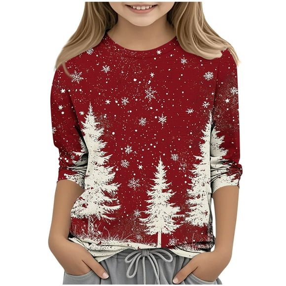 Colorful Baby Thermal Happy Holiday Christmas Lounge T Shirts for Children Boy Girl Winter Fall Long 3/4 Sleeve Crewneck Graphic Tee Shirt Tops Child 2025 Clothes Fashion 9 Years