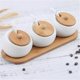 thumbnail image 5 of 3-piece Porcelain Condiment Jar Set With Bamboo Lids And Ceramic Spoons, 5 of 5