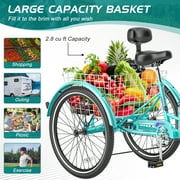 MOONCOOL Adult Tricycles, 3 Wheel 7 Speed Trikes, 20/24/26 inch Adult Trikes 3 Wheeled Bike with Basket for Seniors, Women, Men