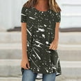 thumbnail image 1 of Blouses for Women, Womens Casual Printed Front Short Back Long Raglan Short Sleeved Round Neck Top, 1 of 5