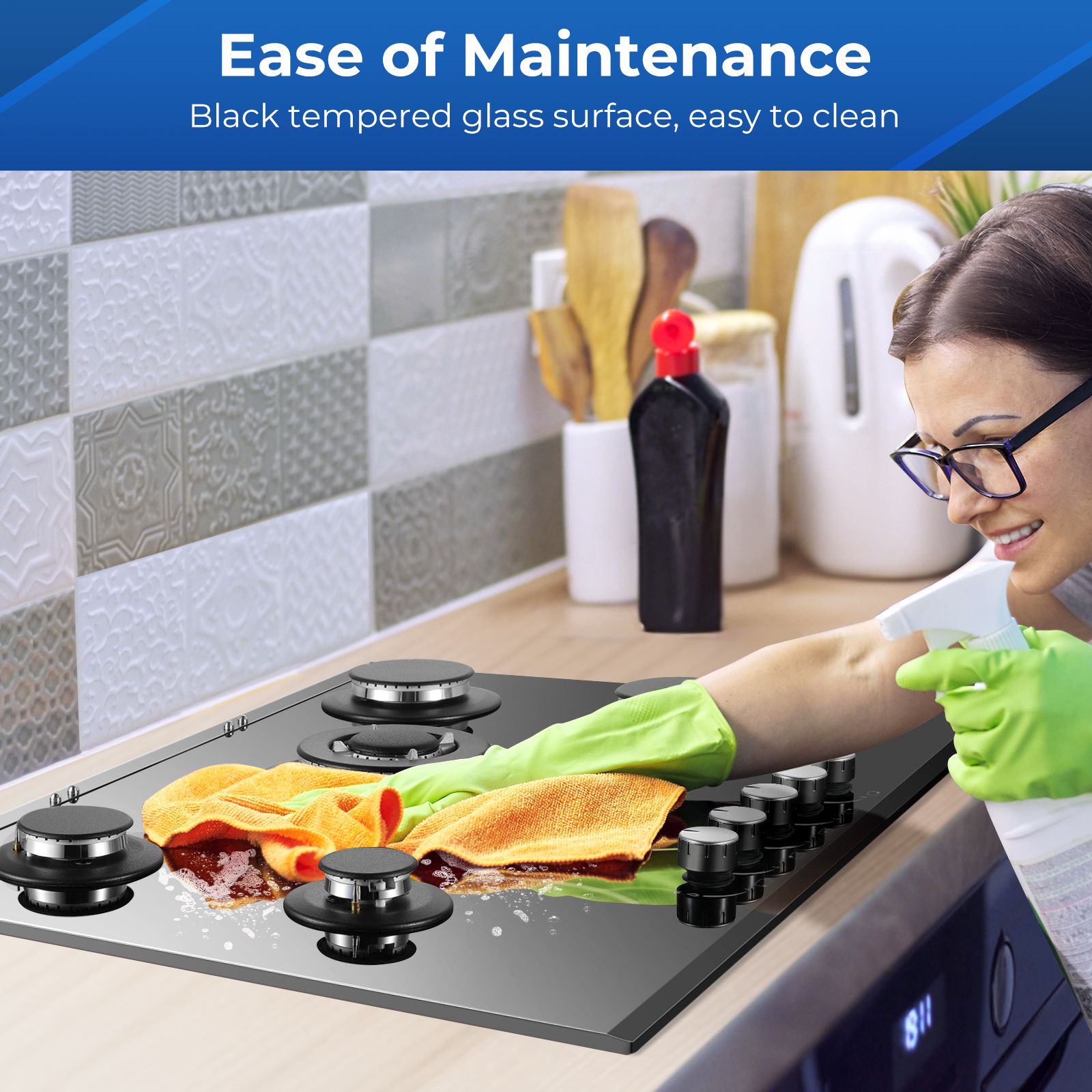 AMZGACHFKTCH 30-Inch 5-Burner Gas Stove, Built-in NG/LPG Convertible