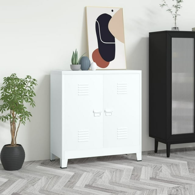 vidaXL Coffre de Rangement Industriel Acier Blanc