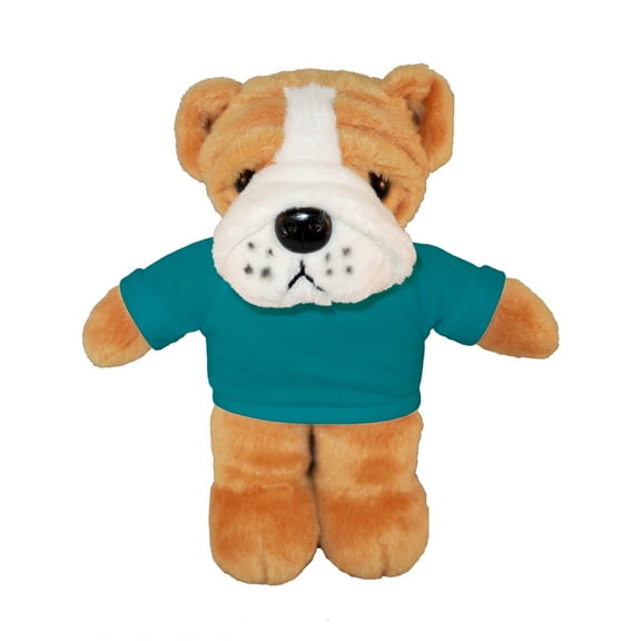 Plushland 8 Inch Floppy Bulldog with Tee Plush Stuffed Animal Personalized Gift - Custom Text on Shirt - Great Present for Mothers Day, Valentine Day, Graduation Day, Birthday