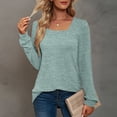 thumbnail image 2 of Camiseta de manga larga para mujer, camiseta informal holgada de Color puro, sudadera transpirable de moda para mujer, color verde guisante XL, 2 of 6