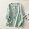 thumbnail image 2 of Womens Embroidered Tops Cute Flowy Tops Flowy Tops For Women Gauze Shirts Summer Blouses For Women Beach Vacation Tshirts Peasant Tops For Women Boho Peasant Gauze Blouses Linen Blouse, 2 of 7