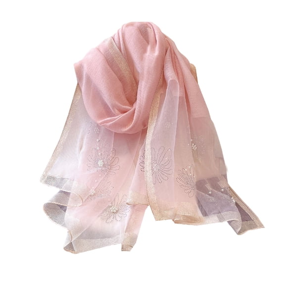 SWSMCLT Women's Summer Cape Fall Shawl Fashion Lightweight Beaded Cocktail Sheer Spring Cozy Casual Scarf Pink One Size