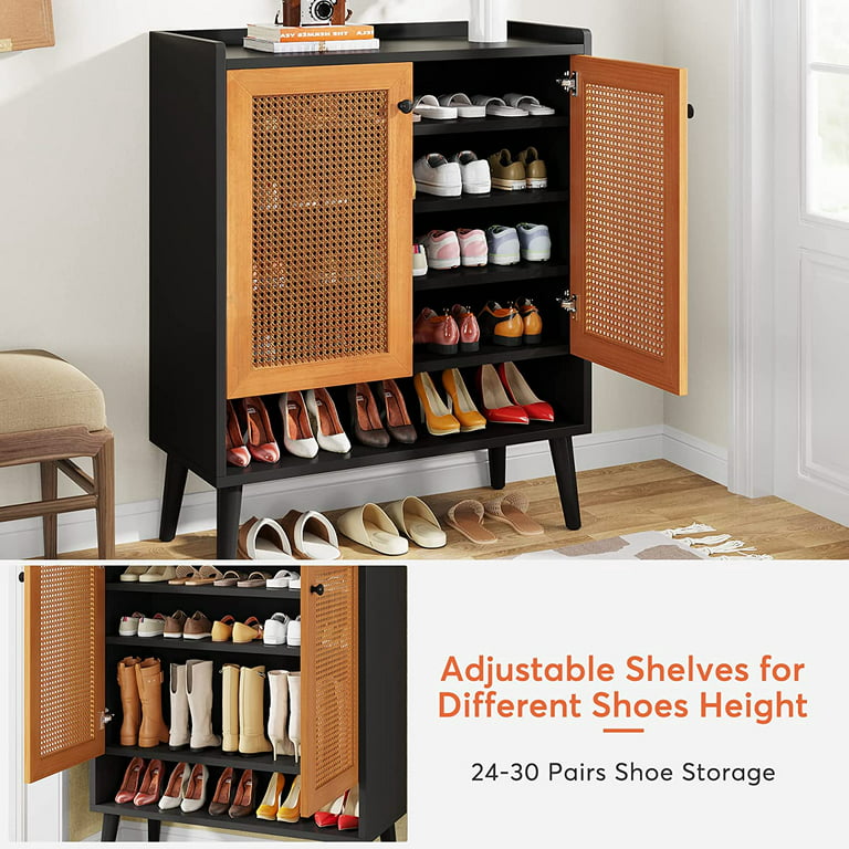 Tribesigns 30 Pairs Shoe Cabinet with Doors and Shelves
