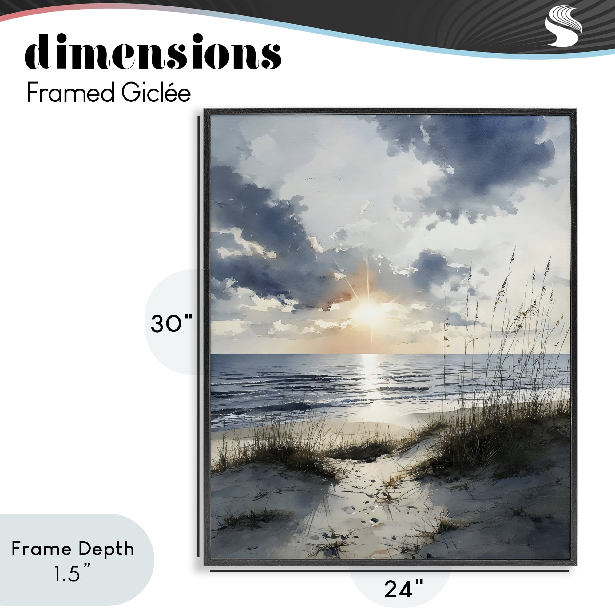 Stupell Industries Ocean Sunrise over Sandy Dunes Black Framed Giclee Art, design by Franklyn Gregory