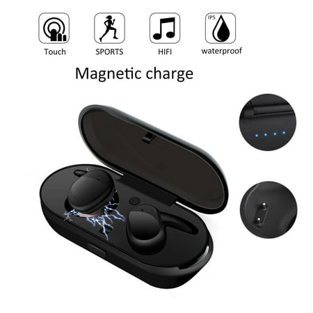 Earphones Pro Bluetooth V4.1 Earbuds Sweatproof Mini True Bass Wireless Earphones In-Ear Twins Stereo Headsets Sport Headphones for iPhone XS XR X 8 7 6 ios Samsung Galaxy S10 S10E S9 S8 Note 9 Android phones ()