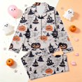 thumbnail image 5 of SJLDQY Halloween Pajamas for Girl Set Button Down Long Sleeve Shirts Pants 2 Piece Pj Set Fall Winter Sleepwear Cozy Soft Loungewear, 5 of 7