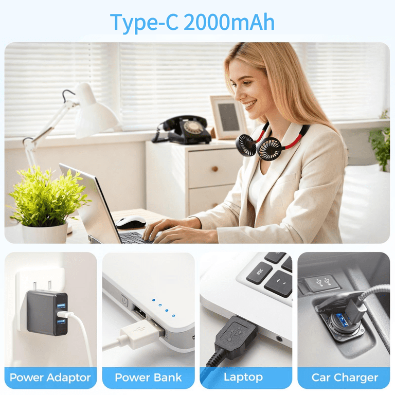 Portable Wearable Neck Fan Rechargeable Personal photo 5