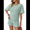 thumbnail image 3 of Pijama de Verano de 2 Piezas con Rayas, Corta, Color Verde, Talla XL, 3 of 10