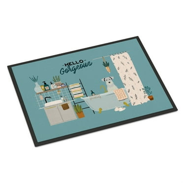 White Miniature Schnauzer in Bathtub Indoor or Outdoor Mat 18x27 CK7475MAT