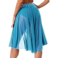 thumbnail image 2 of Doomiva Women's Applique Lyrical Dance Skirt Irregular Mesh Hem Ballet Dance Tulle Skirt Light Blue L, 2 of 5