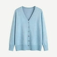 thumbnail image 5 of Girls Cardigan Sweater V Neck Button Down Long Sleeve Soft Knit Outerwear Coat Ribbed Details Spring Fall Clothes (7-8 Years, Sky Blue), 5 of 6