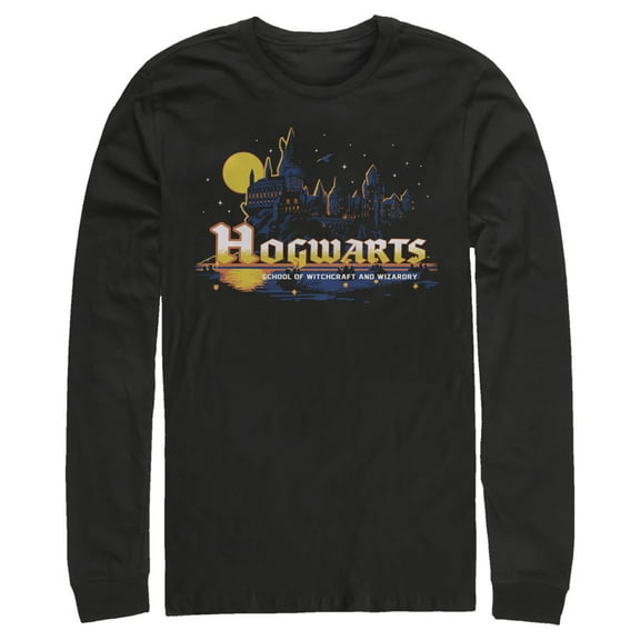Men's Harry Potter Hogwarts Illuminating Moon Long Sleeve Shirt Black Medium