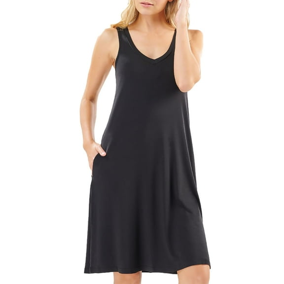 Faceplant Bamboo V-Neck Nightgown (Black, X-Large)