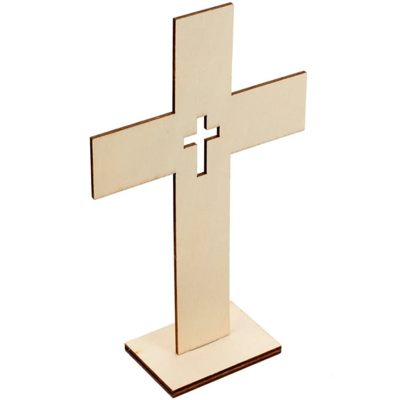10 Pcs Cross Table Sign Wooden Ornaments Religious Decoration Shaped Adornment