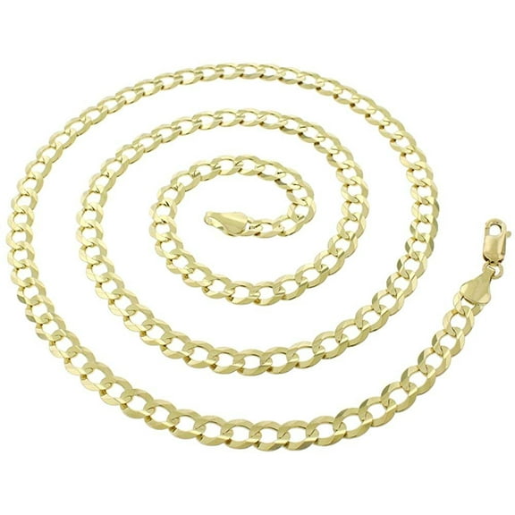 10K Yellow Gold 5.5mm Solid Cuban Chain, FREE Microfiber Cloth, Curb Link Mens Womens Necklace, Giorgio Bergamo